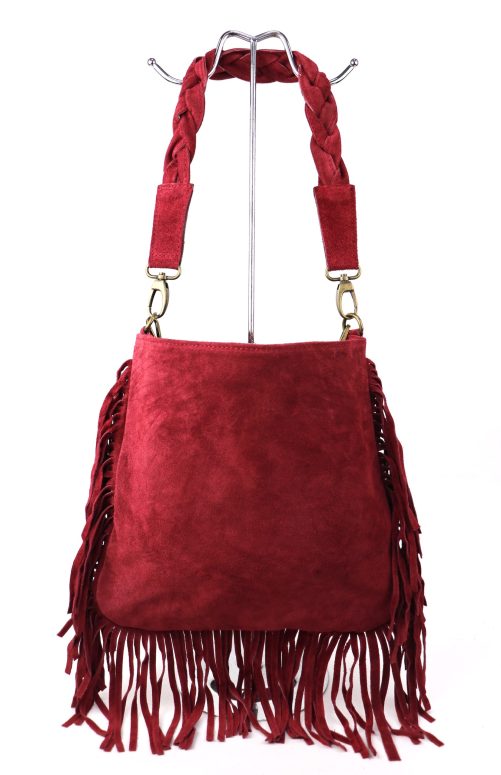 M563S Suede Fringe Shoulder/Crossbody Bag - Image 2